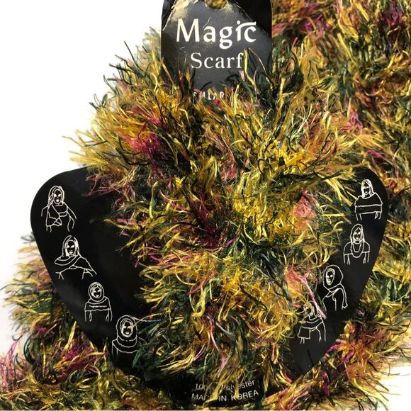 Fuzzy Expandable Eyelash Magic Tube Scarf Purple Green Yellow - Picture 4 of 4